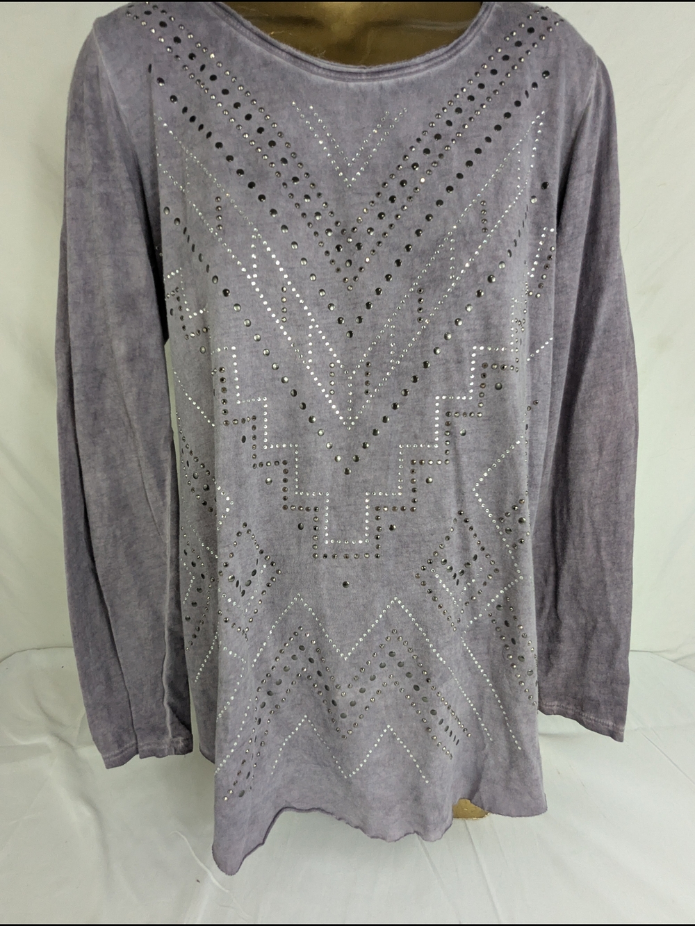 Vocal Lavender Long-Sleeve Studded Blouse Medium
